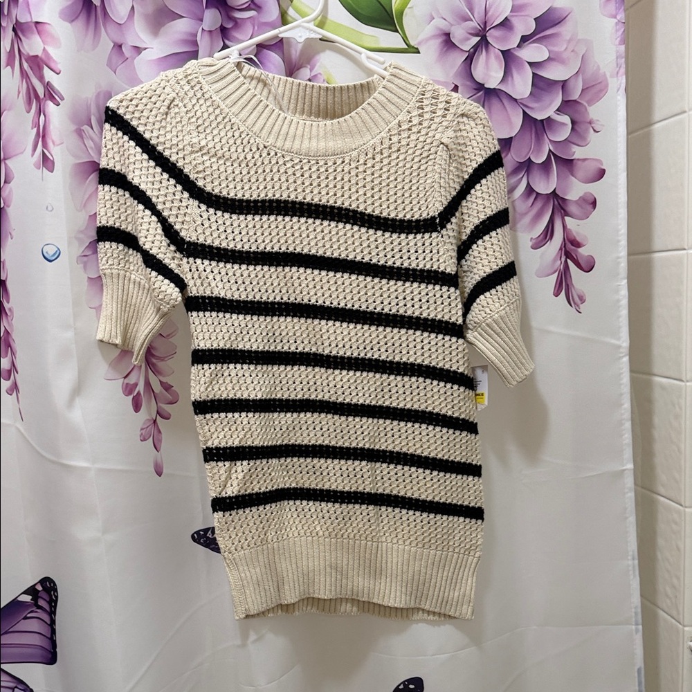 Sonoma Cream and Black Striped Sweater